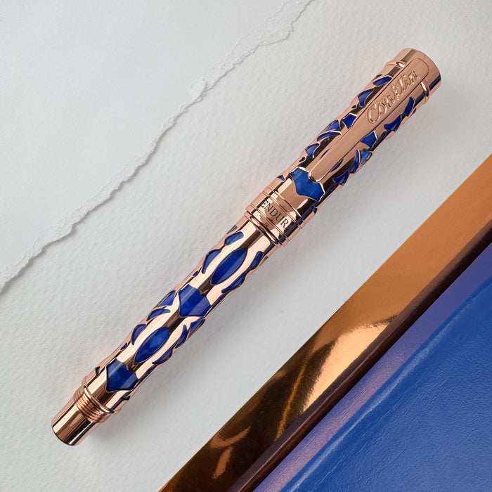 Conklin Endura Deco Crest Fountain Pen - Blue w/ Rosegold