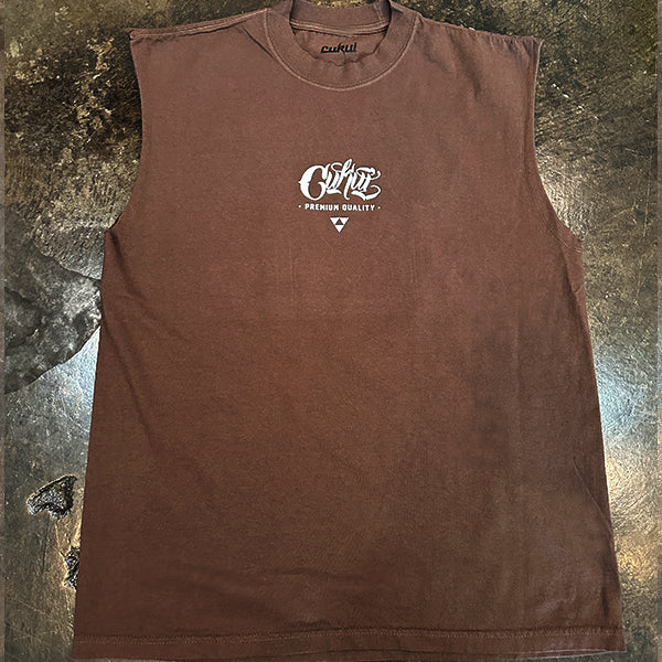 Cukui Crest Garment-Dyed Muscle Tee - Mocha