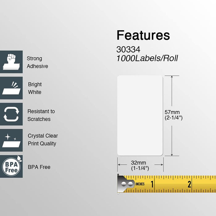 DYMO 30334 Barcode/FNSKU Labels 2-1/4" x 1-1/4" Multipurpose Labels