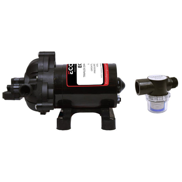 EccoFlo Triplex Diaphragm 12V Water Pump and Strainer