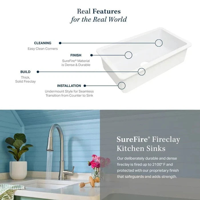 Eden 23" Undermount Kitchen Fireclay Sink