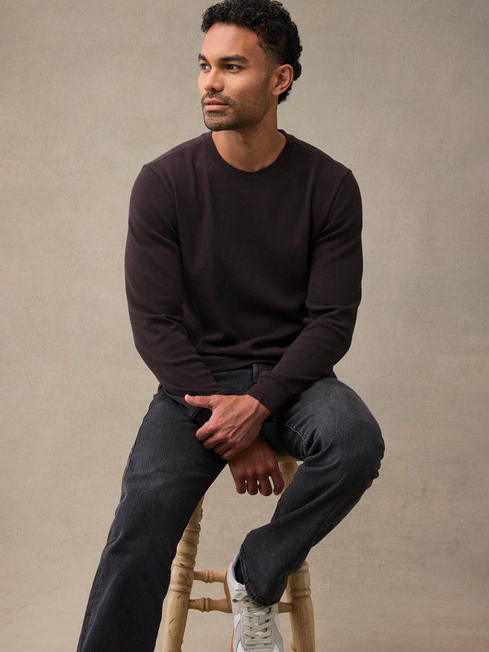 Espresso men's waffle knit thermal. Soft, warm, and easy to layer | Machine washable, no special care needed