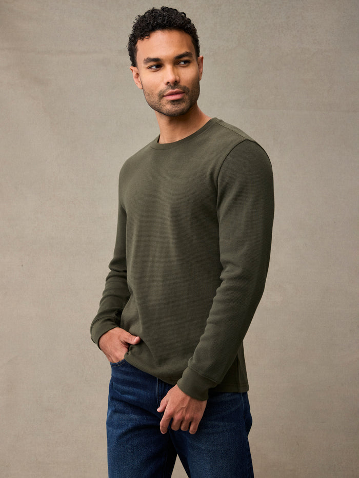 Men's Army waffle knit thermal long sleeve shirt | The thermal that keeps up with the whole weekend
