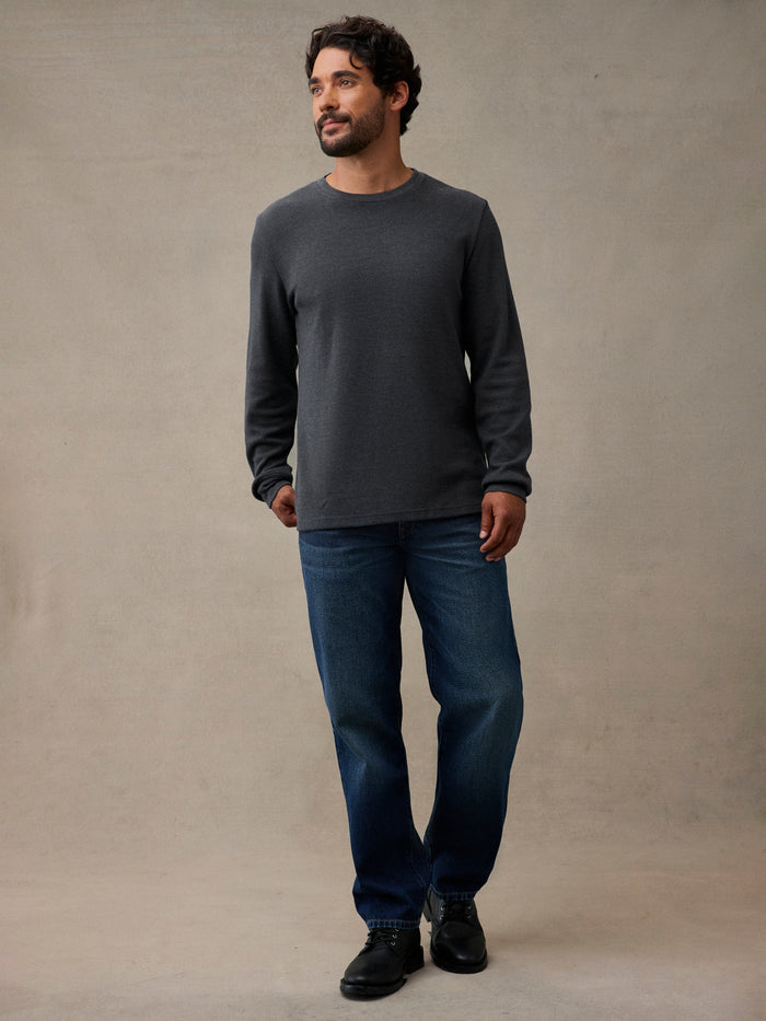 Men's Charcoal waffle knit thermal shirt | 60% cotton / 40% recycled poly for lasting durability