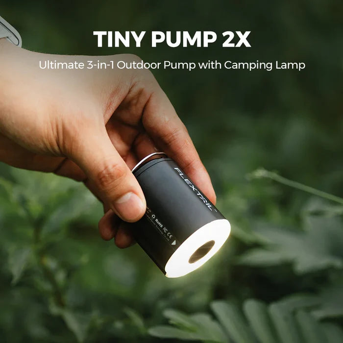 Flextail Tiny Pump 2X - Ultimate 3-in-1 Outdoor Pump with Light and Case - White