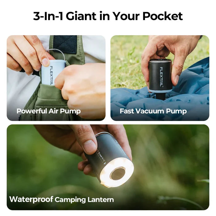 Flextail Tiny Pump 2X - Ultimate 3-in-1 Outdoor Pump with Light and Case - White