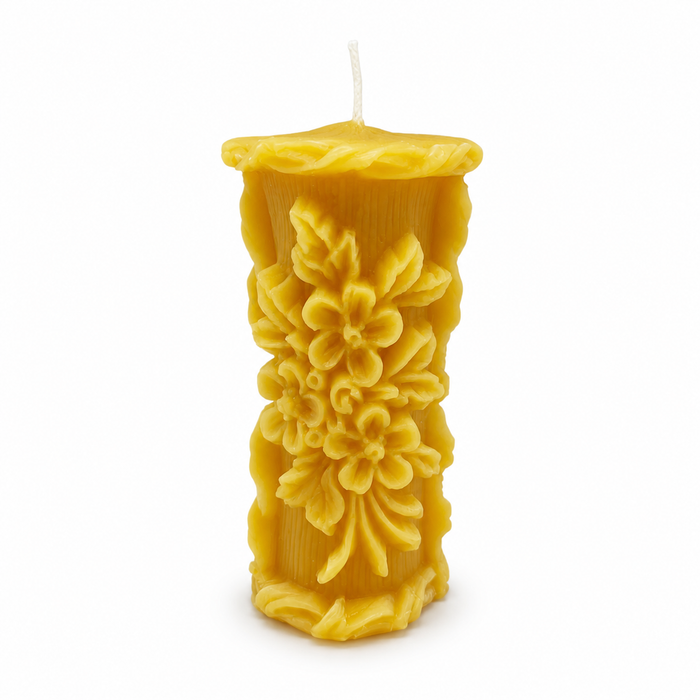Golden Meadow Wildflower Beeswax Pillar Candle