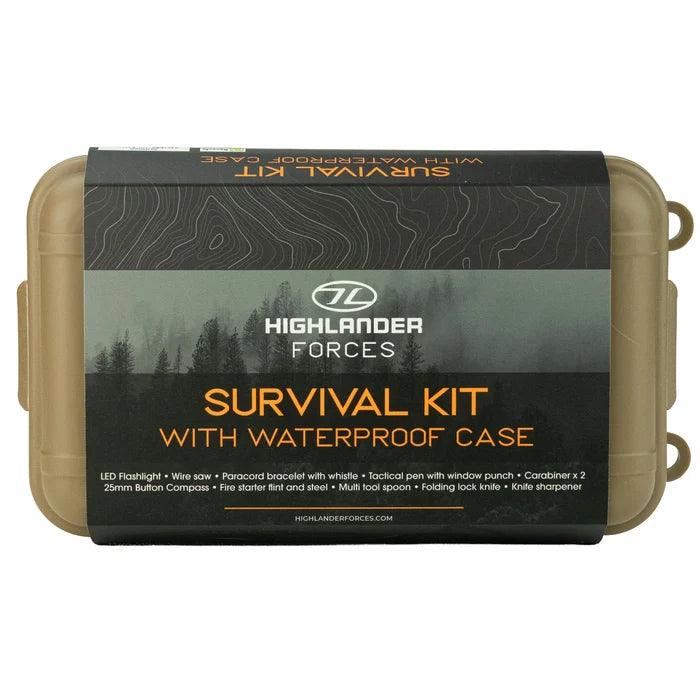 Highlander 10 in 1 Survival Kit with Waterproof Case