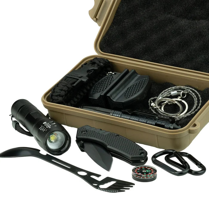 Highlander 10 in 1 Survival Kit with Waterproof Case