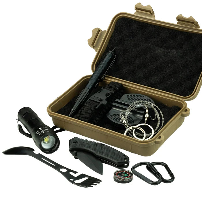 Highlander 10 in 1 Survival Kit with Waterproof Case