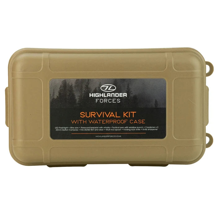 Highlander 10 in 1 Survival Kit with Waterproof Case