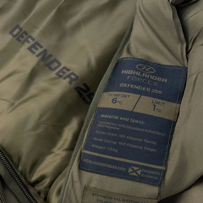 Highlander Defender 250 3 Season Sleeping Bag - Ranger Green