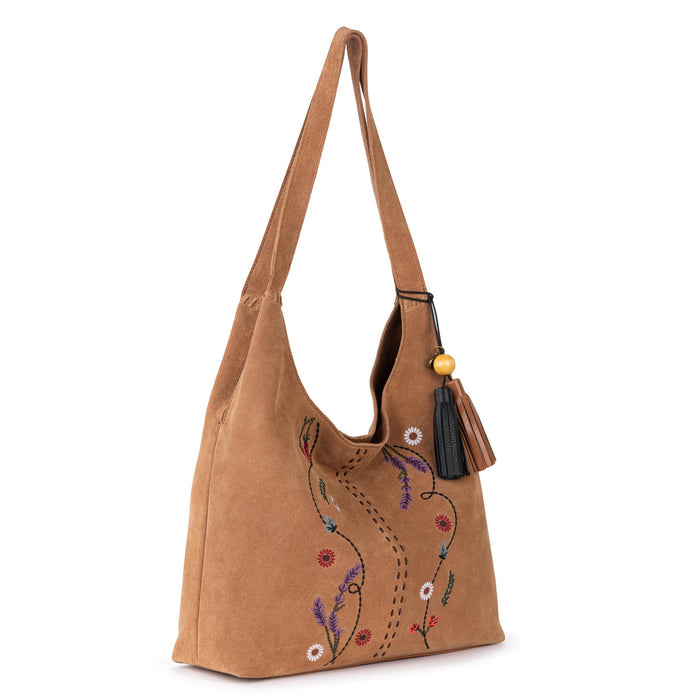 The Sak Huntley Hobo - Leather - Tan Suede Whimsy Floral Embroidery