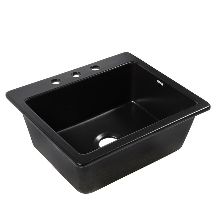 Jackson Fireclay 25" Single Bowl Drop-In Kitchen Sink with 3 Holes
