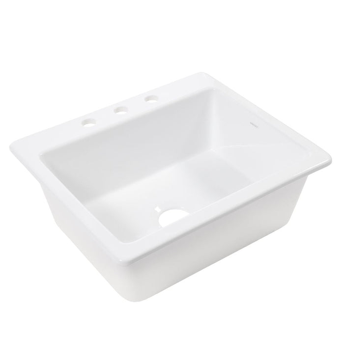 Jackson Fireclay 25" Single Bowl Drop-In Kitchen Sink with 3 Holes