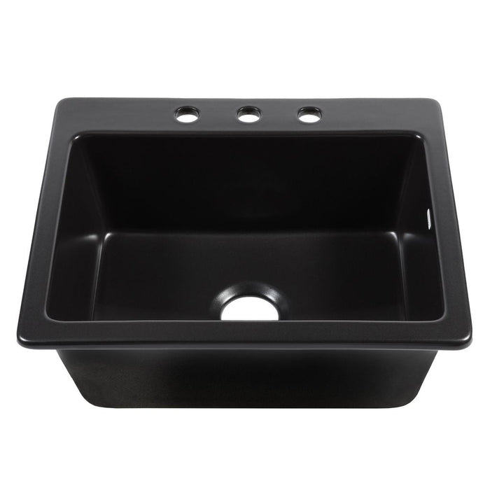 Jackson Fireclay 25" Single Bowl Drop-In Kitchen Sink with 3 Holes