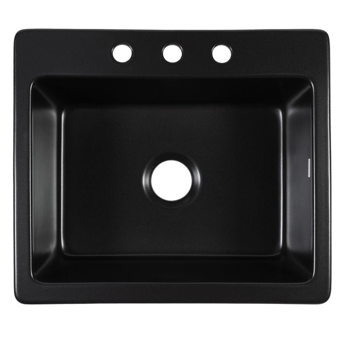 Jackson Fireclay 25" Single Bowl Drop-In Kitchen Sink with 3 Holes