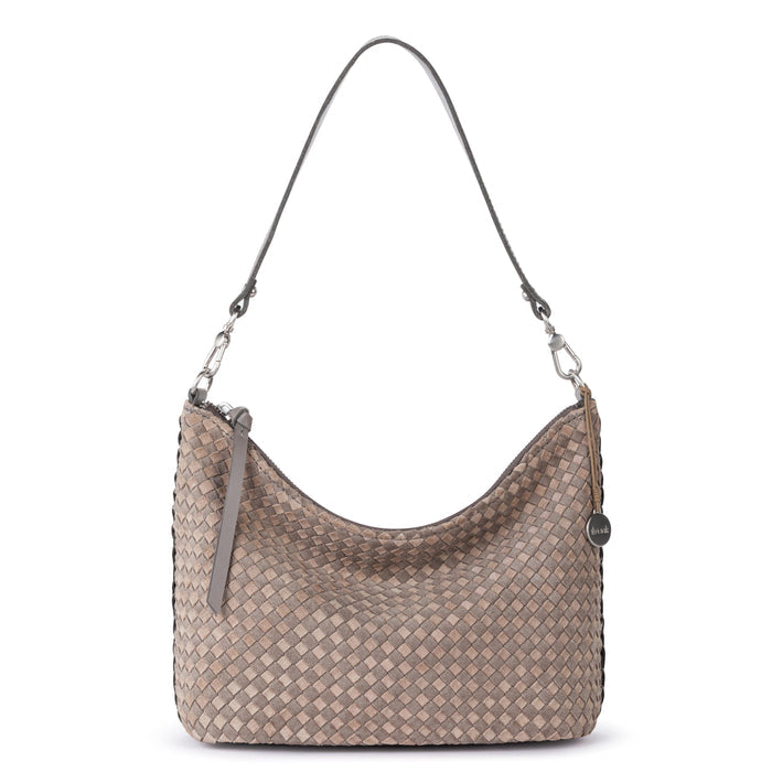 The Sak Juniper Small Hobo - Leather - Mushroom Suede Sand Suede Woven
