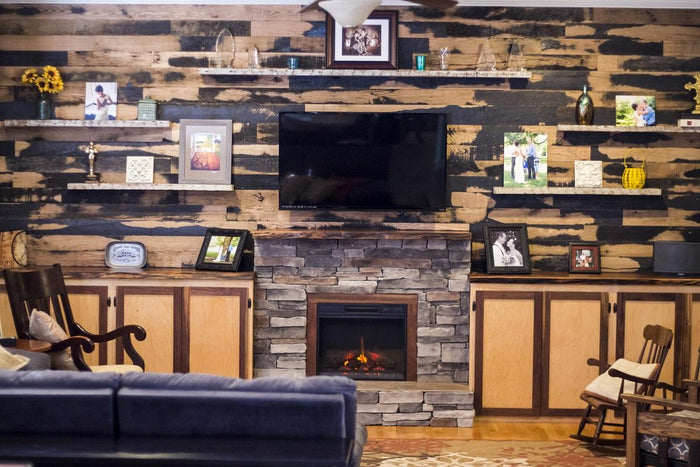 Kentucky Derby Reclaimed Wood Wall Panels Skip Planed Black