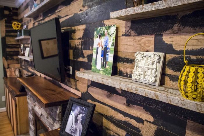 Kentucky Derby Reclaimed Wood Wall Panels Skip Planed Black