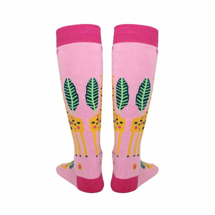 Kids Pink Giraffe High Skating Socks - Inlinex