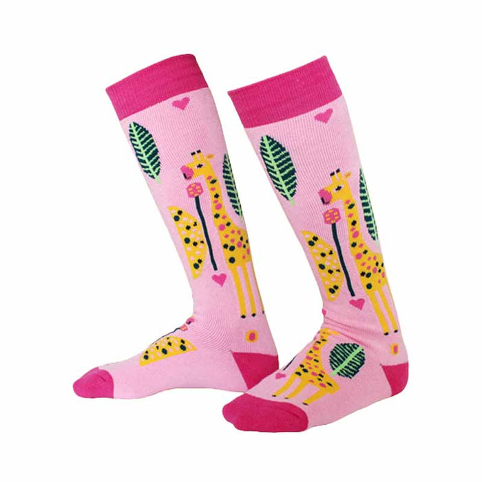 Kids Pink Giraffe High Skating Socks - Inlinex