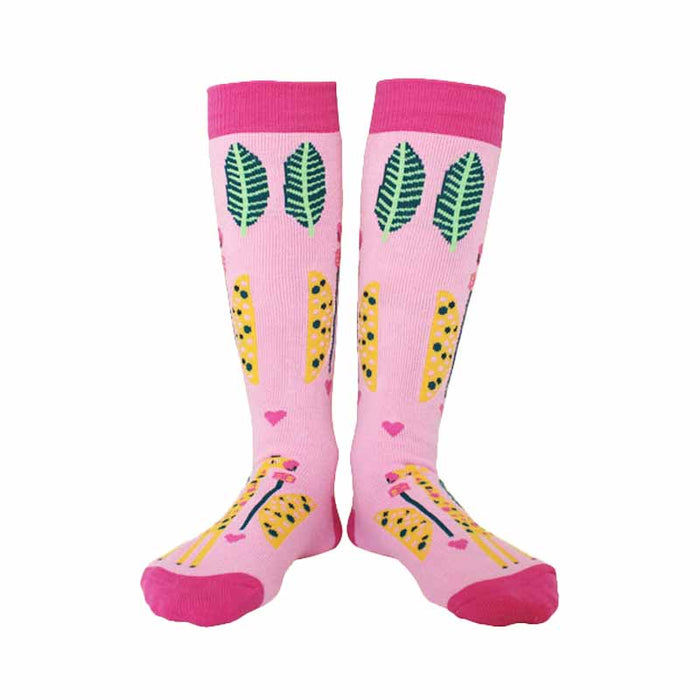 Kids Pink Giraffe High Skating Socks - Inlinex