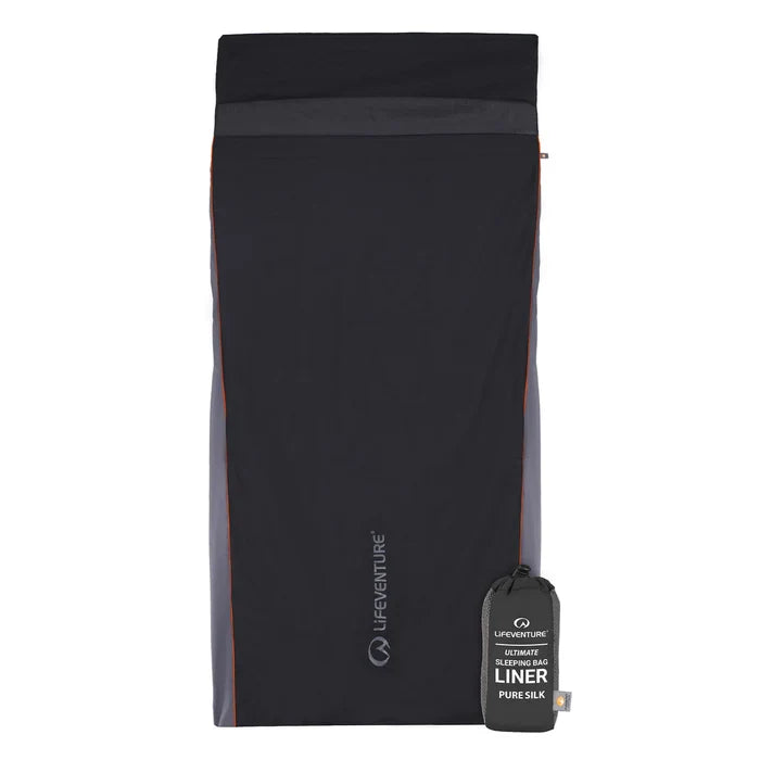 Lifeventure Silk Ultimate Sleeping Bag Liner - Grey Rectangular