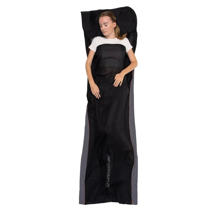 Lifeventure Silk Ultimate Sleeping Bag Liner - Grey Rectangular