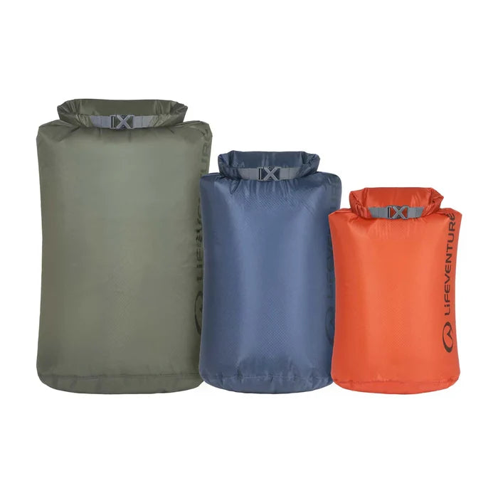 Lifeventure Ultralight Dry Bag Set Large - 5lt, 10lt, 25lt