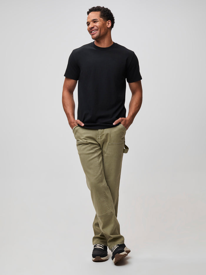 Mikah is 6'1" and wears a size medium # Black Onyx Tuff Tee Crew Neck Shirt | Heavyweight TuffSpun™ Fabric