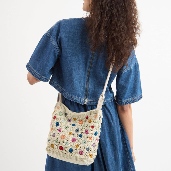 The Sak Lucia Crossbody - Hand Crochet - Natural Multi Flowers