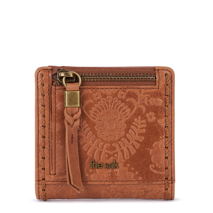 The Sak Mira Small Wallet - Leather - Tobacco Floral Embossed