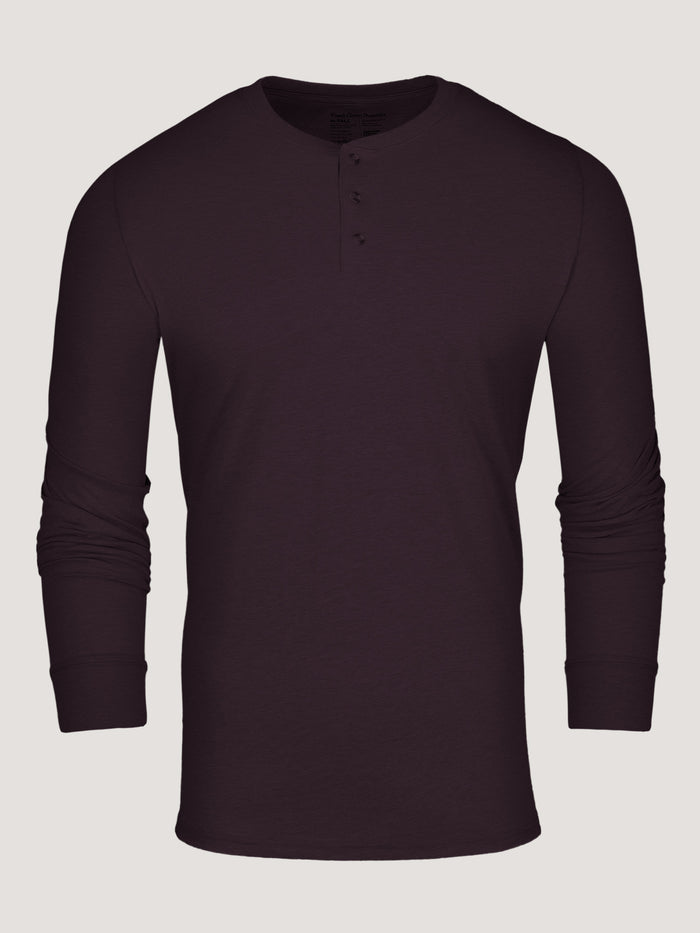 mulberry henley shirt long sleeves 3-button