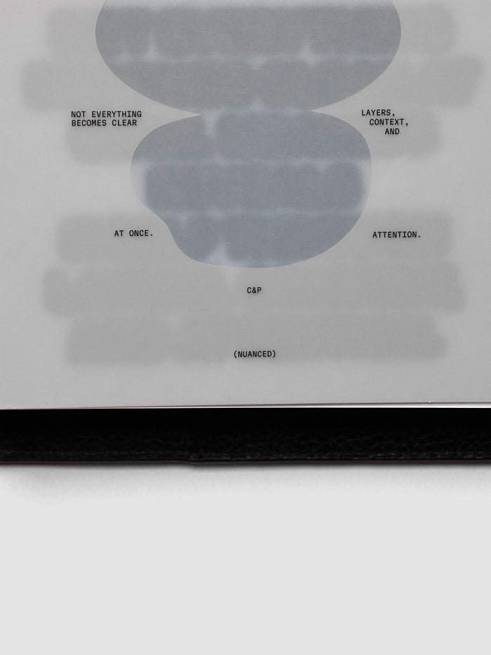 Nuanced Dashboard Trio, A5 6-Ring Punch, close-up of the lower half of the dashboard showing two joined slate grey shapes above the C&P and Nuanced marks