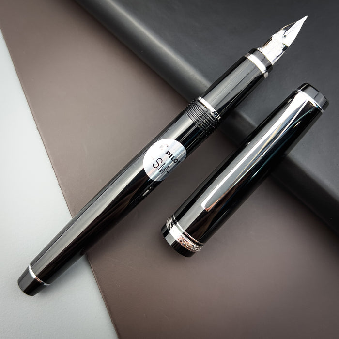Pilot Falcon Fountain Pen - Black with Rhodium Trim | Atlas Stationers.