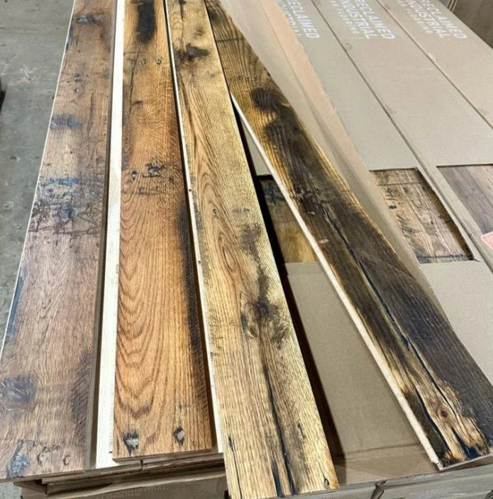 Reclaimed Engineered Industrial Oak Flooring-Distressed