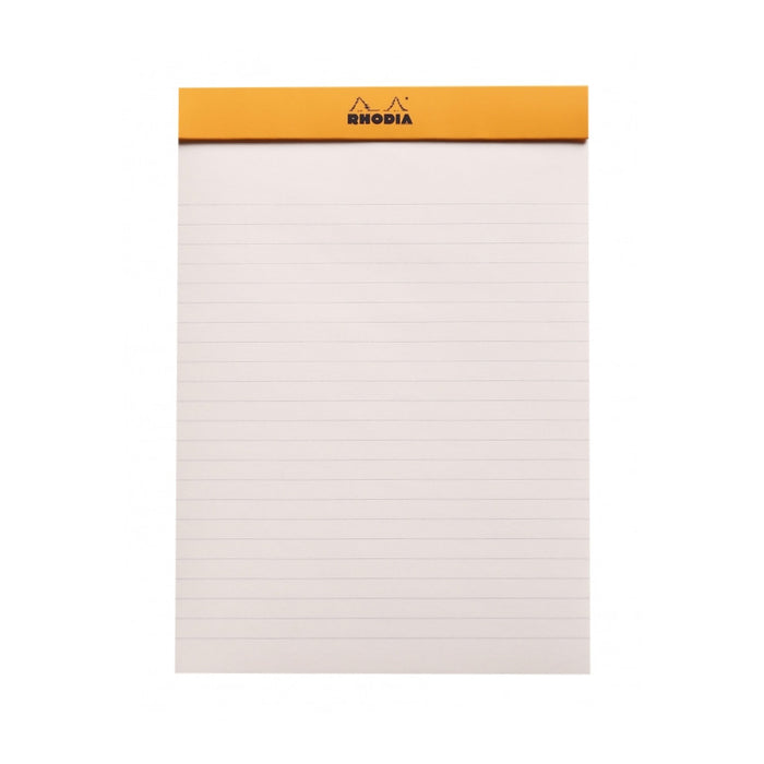 Rhodia "R" Premium Stapled Notepad - Lined 70 sheets - 6 x 8 1/4 - Black cover | Atlas Stationers.