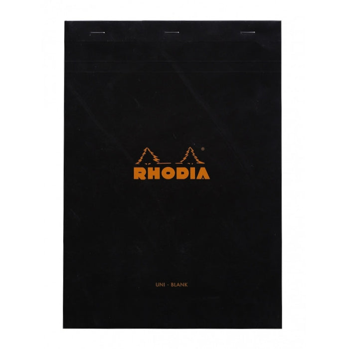 Rhodia Staplebound Notepad - Blank 80 sheets - 8 1/4 x 11 3/4 - Black cover | Atlas Stationers.