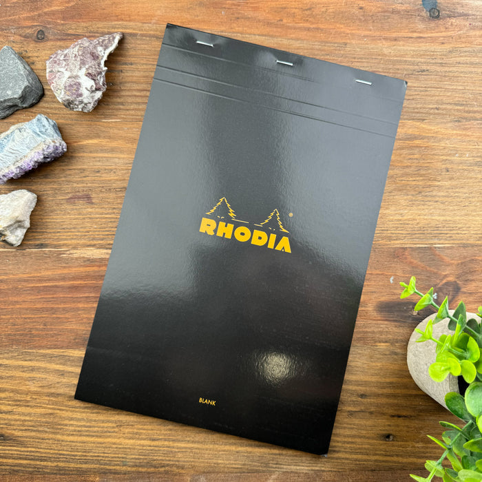 Rhodia Staplebound Notepad - Blank 80 sheets - 8 1/4 x 12 1/2 - Black cover