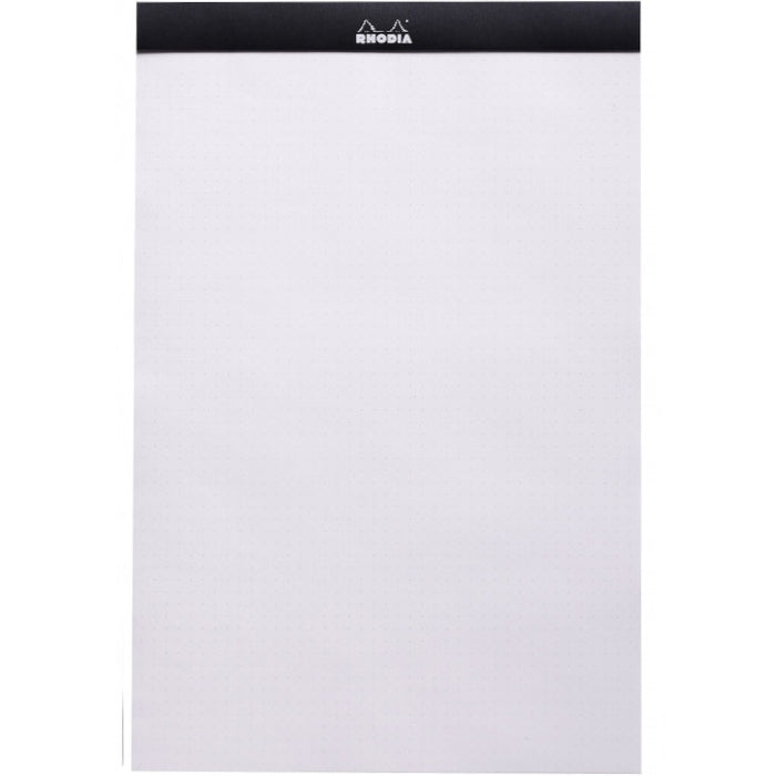 Rhodia Staplebound Notepad - Dot grid 80 sheets - 8 1/4 x 12 1/2 - Black cover | Atlas Stationers.