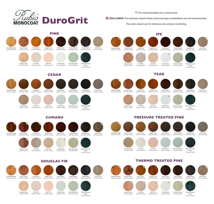Rubio Monocoat DuroGrit Exterior Wood Stain Colors