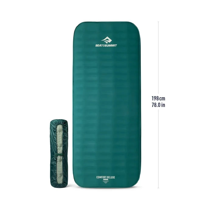 Sea To Summit Comfort Deluxe Self-Inflating Sleeping Mat - Large Rectangular Wide Rain Forest