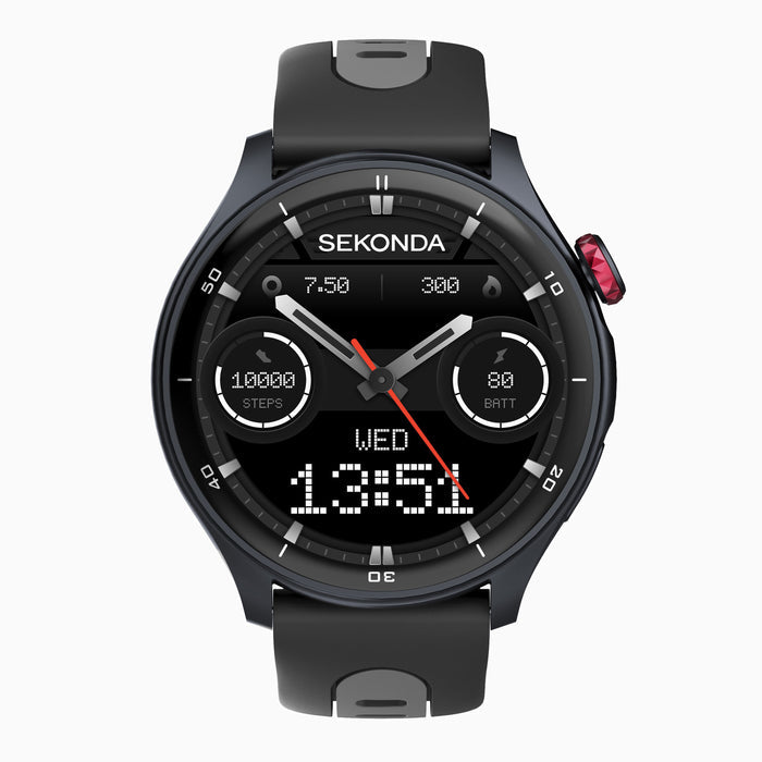 Sekonda Active Pro GPS Smart Watch - Black Alloy Case & Black Silicone Strap