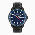 Sekonda Midnight Men's Watch - Black Alloy Case & Leather Strap with Blue Dial