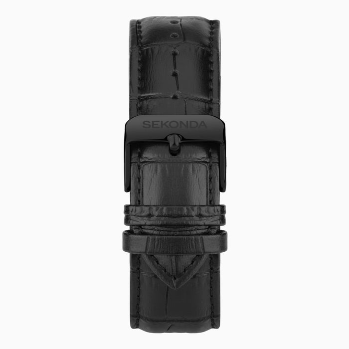 Sekonda Midnight Men's Watch - Black Alloy Case & Leather Strap with Blue Dial
