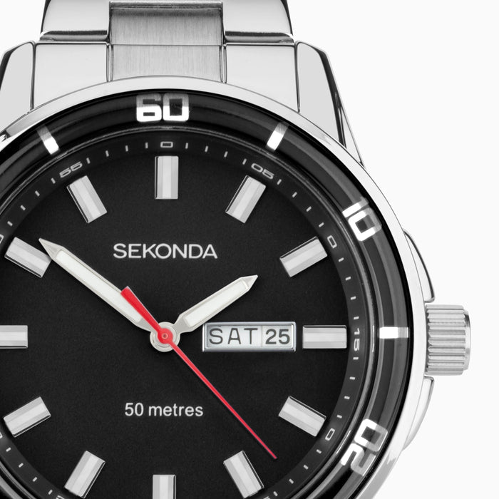 Sekonda Midnight Men's Watch - Silver Alloy Case & Stainless Steel Bracelet