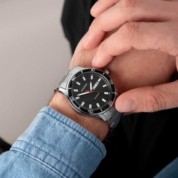 Sekonda Midnight Men's Watch - Silver Alloy Case & Stainless Steel Bracelet