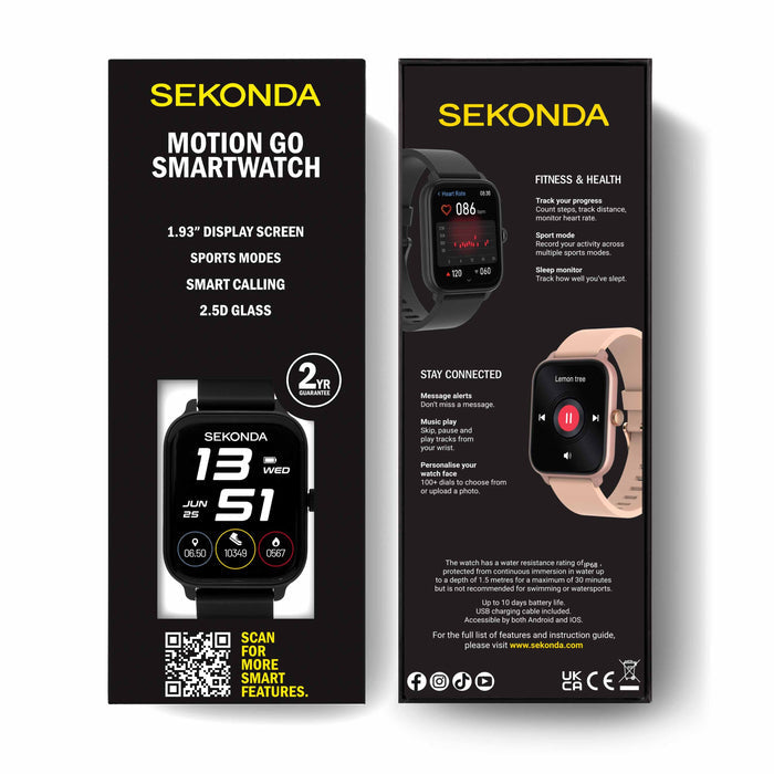 Sekonda Motion Go Smart Watch - Black Case and Silicone Strap