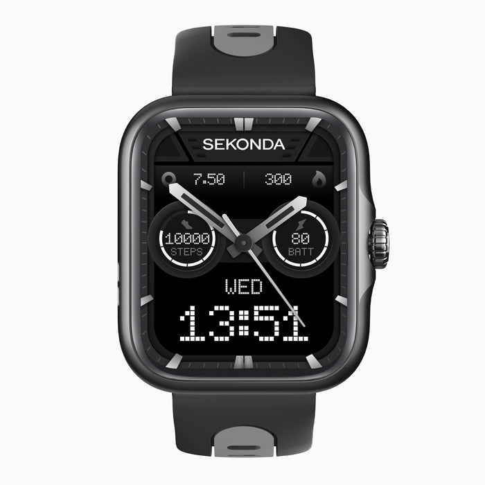 Sekonda Motion Pro GPS Smart Watch - Black Alloy Case & Black Silicone Strap